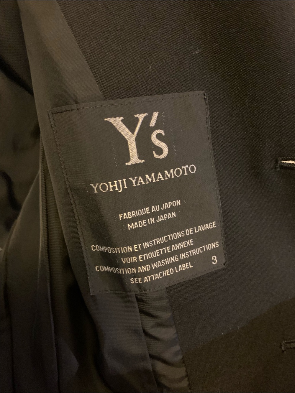 Yohji Yamamoto Black Wool Women’s Three-Button Sport Coat - Picture 3 of 7